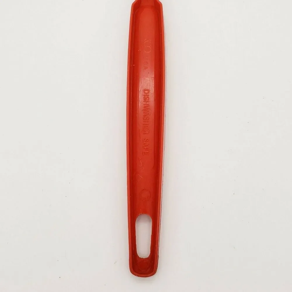 Vtg Ekco Slotted Spoon Red Plastic Kitchen Utensil USA Retro Classic Mid Century